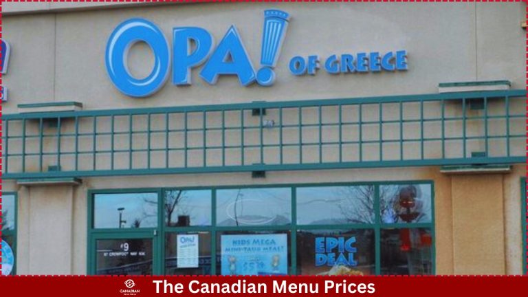 OPA! of Greece Menu Prices In Canada